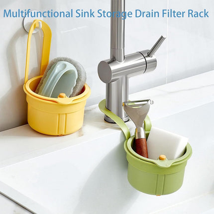 Drain Basket - Drain Filter - Sink Storage Holder - Faucet Hanging Strainer - Sink Drain Basket - Sink Strainer Basket - Sink Food Waste Collection Bin - Sink Trash Can - Plastic Kitchen Sink Strainer - Food Fruit Vegetable Drying Rack - Green.