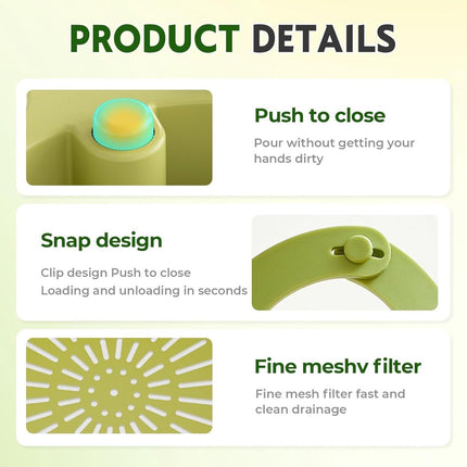 Drain Basket - Drain Filter - Sink Storage Holder - Faucet Hanging Strainer - Sink Drain Basket - Sink Strainer Basket - Sink Food Waste Collection Bin - Sink Trash Can - Plastic Kitchen Sink Strainer - Food Fruit Vegetable Drying Rack - Green.