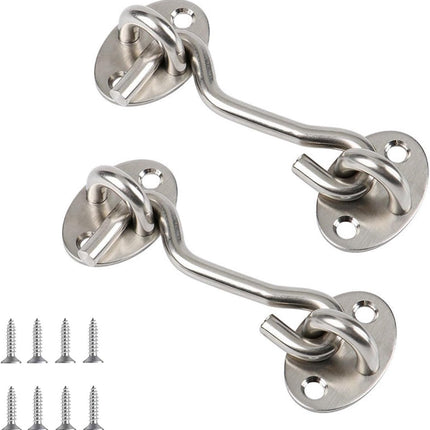 2 pieces - Wind hook - 3 inch - Wind hooks - Door hinges - Door bolt - Hinge - barn door hook - hook and eye bolt - cabin hooks and eye bolt - swivel window hook - door hooks - lock - for sliding door, bedroom, bathroom - 75*39 mm - silver.