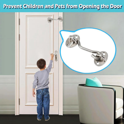 2 pieces - Wind hook - 3 inch - Wind hooks - Door hinges - Door bolt - Hinge - barn door hook - hook and eye bolt - cabin hooks and eye bolt - swivel window hook - door hooks - lock - for sliding door, bedroom, bathroom - 75*39 mm - silver.