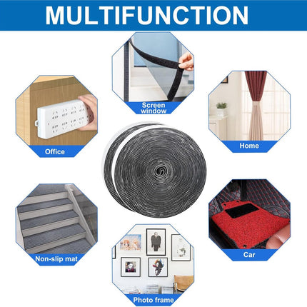 20 mm*10 m - Velcro - self-adhesive tape - reusable tape - nylon fastening strip - strong adhesive strips - with strong adhesive on the back - for sewing, crafting and DIY applications - Indoor and outdoor use - black.