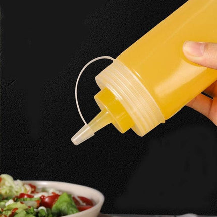Dispensing bottle - 2 pieces - Squeeze bottle - 300 ml - sauce bottle - Squeeze Squirt Seasoning Bottles with Cap - sauce bottles - Transparent Plastic - for Ketchup Salad dressing Mustard Olive oil - Squeeze seasoning bottles - Garnish bottle - Transpare.
