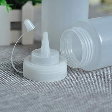 Dispensing bottle - 2 pieces - Squeeze bottle - 300 ml - sauce bottle - Squeeze Squirt Seasoning Bottles with Cap - sauce bottles - Transparent Plastic - for Ketchup Salad dressing Mustard Olive oil - Squeeze seasoning bottles - Garnish bottle - Transpare.
