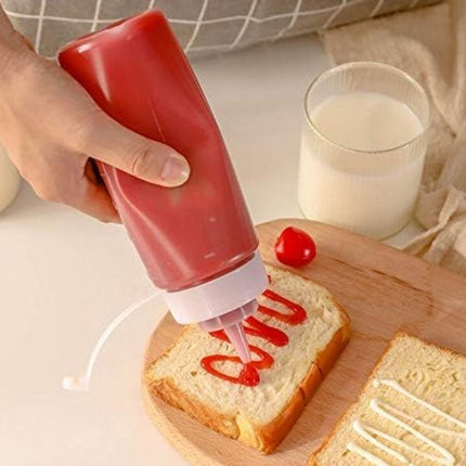 Dispensing bottle - 2 pieces - Squeeze bottle - 300 ml - sauce bottle - Squeeze Squirt Seasoning Bottles with Cap - sauce bottles - Transparent Plastic - for Ketchup Salad dressing Mustard Olive oil - Squeeze seasoning bottles - Garnish bottle - Transpare.