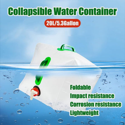 20L - Water tank - Foldable water tank - Foldable water bag - Foldable water container with tap - Portable foldable water bottle - Hydration bag - Camping hydration bag - Easy to store - Travel-friendly - With 2 handles - 28*28*26 cm.