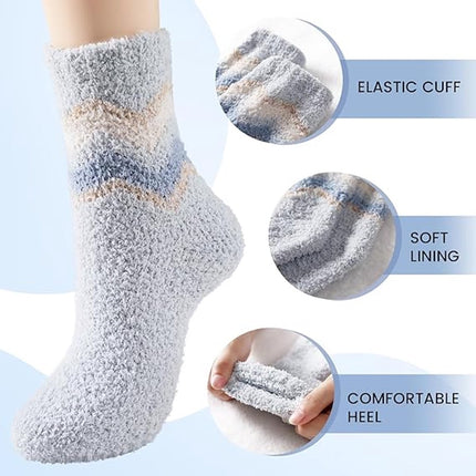 5 Pairs of Socks - women's socks - house socks - Warm Fuzzy Fleece Socks - Warm Winter Sock Set - Thick Socks - Winter Socks - Warm Socks - Sleep Socks - Heated Socks - keep warm - Plush and comfortable - thick plush socks - coral fleece.