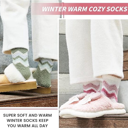 5 Pairs of Socks - women's socks - house socks - Warm Fuzzy Fleece Socks - Warm Winter Sock Set - Thick Socks - Winter Socks - Warm Socks - Sleep Socks - Heated Socks - keep warm - Plush and comfortable - thick plush socks - coral fleece.