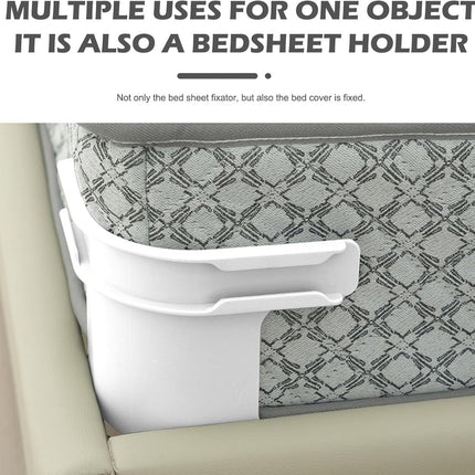 4 pieces - Sheet holder - Bed sheet holder - Duvet clips - Sheet clamps - with fastening strips - removable fitted sheet corner holders - bed clips - corner holders for covers - for mattress protectors, bedding,  - ets - 15*12*8.5 cm - white.