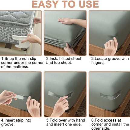 4 pieces - Sheet holder - Bed sheet holder - Duvet clips - Sheet clamps - with fastening strips - removable fitted sheet corner holders - bed clips - corner holders for covers - for mattress protectors, bedding,  - ets - 15*12*8.5 cm - white.