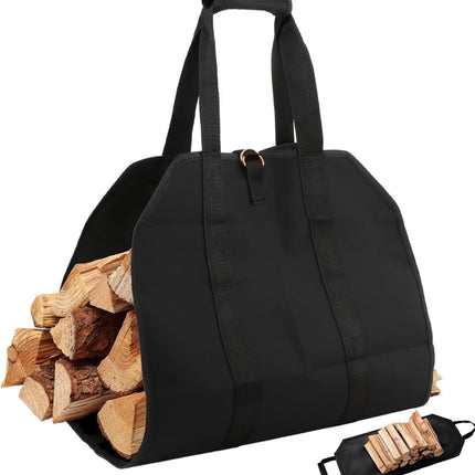 Firewood bag - Firewood sack - Firewood bag - Firewood carrying bag - Firewood carrying bag - Outdoor camping wood bag - large waterproof carrying bag - with non-slip handles - storage bag - firewood storage - for wood stoves and camping - 46*98 cm - blac.