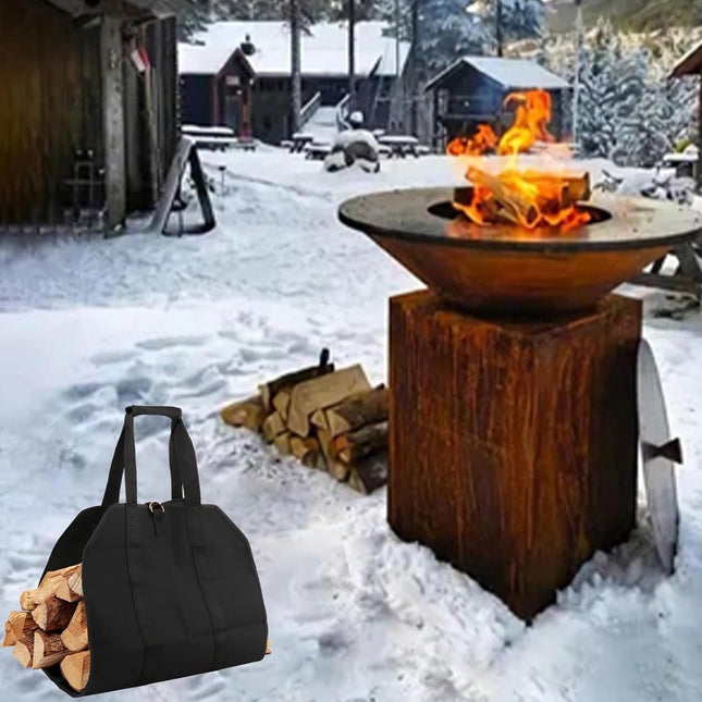Firewood bag - Firewood sack - Firewood bag - Firewood carrying bag - Firewood carrying bag - Outdoor camping wood bag - large waterproof carrying bag - with non-slip handles - storage bag - firewood storage - for wood stoves and camping - 46*98 cm - blac.