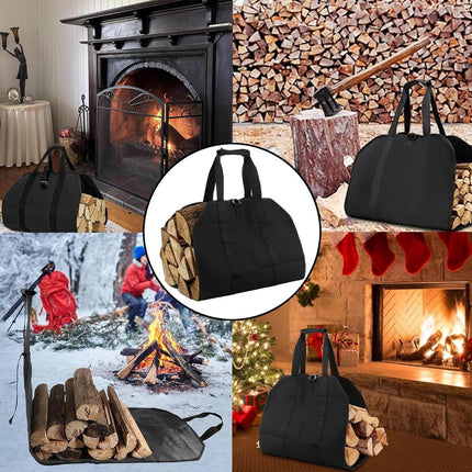Firewood bag - Firewood sack - Firewood bag - Firewood carrying bag - Firewood carrying bag - Outdoor camping wood bag - large waterproof carrying bag - with non-slip handles - storage bag - firewood storage - for wood stoves and camping - 46*98 cm - blac.