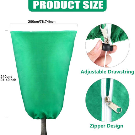 Plant Cover - 1 piece - 240*200cm - Frost Protection Plant Cover - Winter Cover - Potted Plant Bag - Frost Cloth - Plant Frost Cover - Winter Protection Bag for Plants - Winter Plant Covers - with zipper and drawstring - for outdoor plants, potted fruit t.