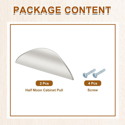 2 pieces - cabinet handles - door handle - half-moon cabinet handle - hole spacing 32 mm - drawer handles - concealed zinc alloy handles - zinc alloy cabinet handles - furniture accessories - with screws - for kitchen cabinet, chest of drawers, hardware -.