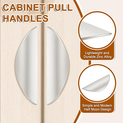 2 pieces - cabinet handles - door handle - half-moon cabinet handle - hole spacing 32 mm - drawer handles - concealed zinc alloy handles - zinc alloy cabinet handles - furniture accessories - with screws - for kitchen cabinet, chest of drawers, hardware -.