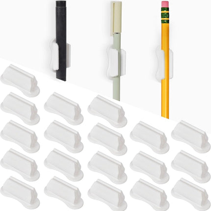 22 pieces - pen holder - pen holder for desk - self-adhesive silicone pen holder - for clipboard mounting in classroom - highlighter holder - pencil holder - for desk, classroom, office accessories - white - 2*4.7 cm.