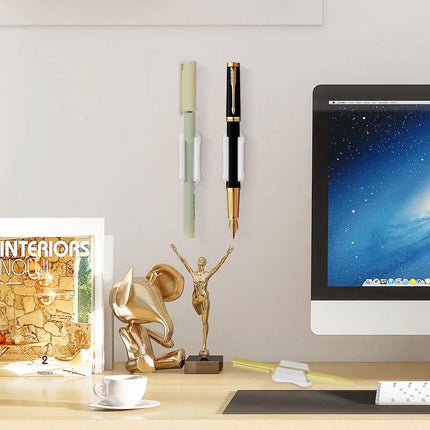 22 pieces - pen holder - pen holder for desk - self-adhesive silicone pen holder - for clipboard mounting in classroom - highlighter holder - pencil holder - for desk, classroom, office accessories - white - 2*4.7 cm.
