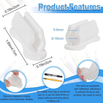 22 pieces - pen holder - pen holder for desk - self-adhesive silicone pen holder - for clipboard mounting in classroom - highlighter holder - pencil holder - for desk, classroom, office accessories - white - 2*4.7 cm.