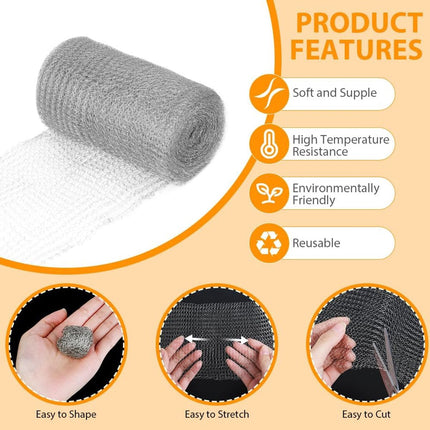 Stainless steel fine mesh - 9 m x 12.7 cm - Insect net - Rodent repellent net - Bird-proof net - Stainless steel mesh - stainless steel metal mesh - for keeping out snails, birds, slugs and insects - Garden protection - silver.