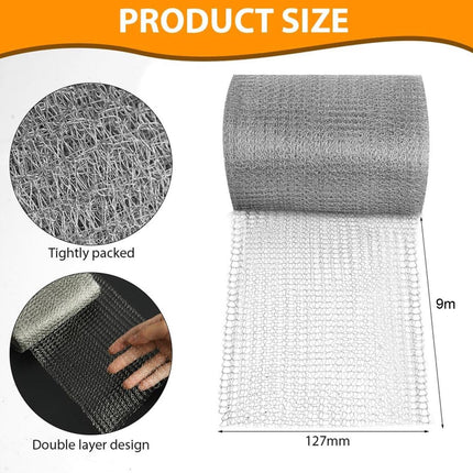 Stainless steel fine mesh - 9 m x 12.7 cm - Insect net - Rodent repellent net - Bird-proof net - Stainless steel mesh - stainless steel metal mesh - for keeping out snails, birds, slugs and insects - Garden protection - silver.