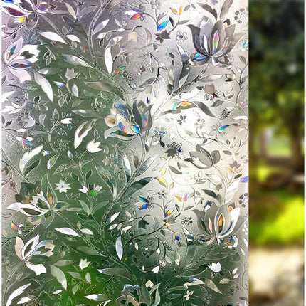 Window Film - Self-Adhesive Window Film - Stained Glass - Privacy Film - Frosted Glass - Rainbow Flowers - Sun Protection & Insulating - Privacy - 45 x 200 cm.