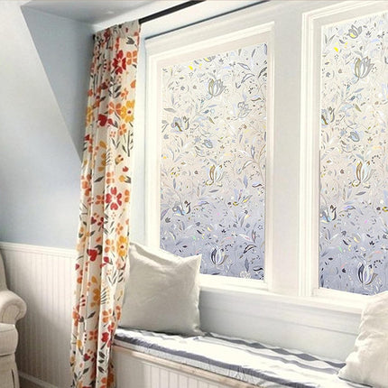 Window Film - Self-Adhesive Window Film - Stained Glass - Privacy Film - Frosted Glass - Rainbow Flowers - Sun Protection & Insulating - Privacy - 45 x 200 cm.