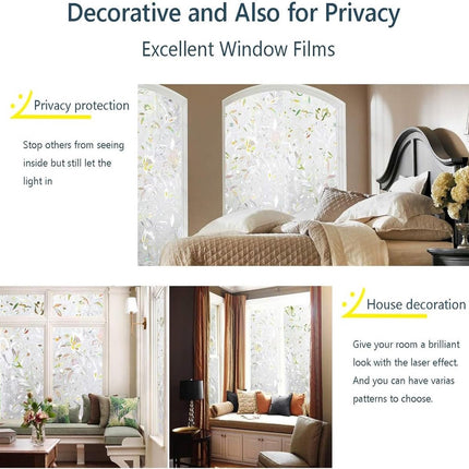 Window Film - Self-Adhesive Window Film - Stained Glass - Privacy Film - Frosted Glass - Rainbow Flowers - Sun Protection & Insulating - Privacy - 45 x 200 cm.