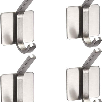 4 pieces - 8*4.5*3.5 cm - Stainless steel hook - self-adhesive towel hooks - Towel hook - Self-adhesive hook - Square hook - adhesive hooks - adhesive wall hooks - towel hooks - for bathroom, kitchen, home and office - silver.