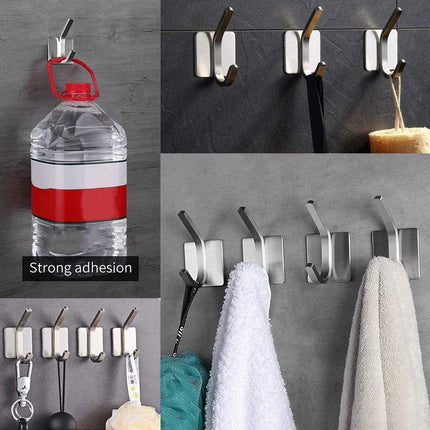 4 pieces - 8*4.5*3.5 cm - Stainless steel hook - self-adhesive towel hooks - Towel hook - Self-adhesive hook - Square hook - adhesive hooks - adhesive wall hooks - towel hooks - for bathroom, kitchen, home and office - silver.
