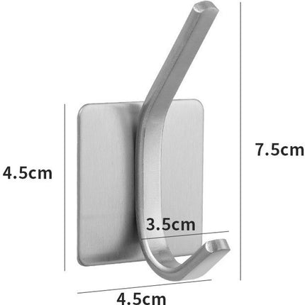 4 pieces - 8*4.5*3.5 cm - Stainless steel hook - self-adhesive towel hooks - Towel hook - Self-adhesive hook - Square hook - adhesive hooks - adhesive wall hooks - towel hooks - for bathroom, kitchen, home and office - silver.