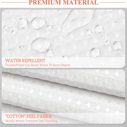 Waffle Weave Shower Curtain - Shower Curtain - Window Curtain - Fabric shower curtain for bathroom - Raised fabric - Waterproof - Washable - Suitable for bathroom, bedroom - White - 150 × 180 CM.