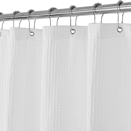 Waffle Weave Shower Curtain - Shower Curtain - Window Curtain - Fabric shower curtain for bathroom - Raised fabric - Waterproof - Washable - Suitable for bathroom, bedroom - White - 150 × 180 CM.