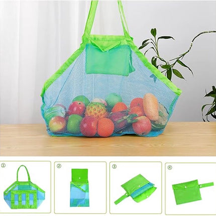 2 pieces - beach bag - 45*45*30 cm - mesh beach bag - lightweight beach bag - foldable storage bag - suitable for children's beach trips, toys, towels and beach shoes - green.