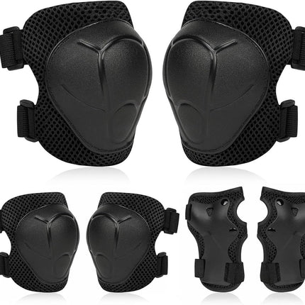 Kids Skate Protection Set - Protective covers for children's roller skates - Skate protection - Protection set for roller skates - Knee pads for children - Includes knee pads, elbow pads and wrist pads - knee pad set - Black.