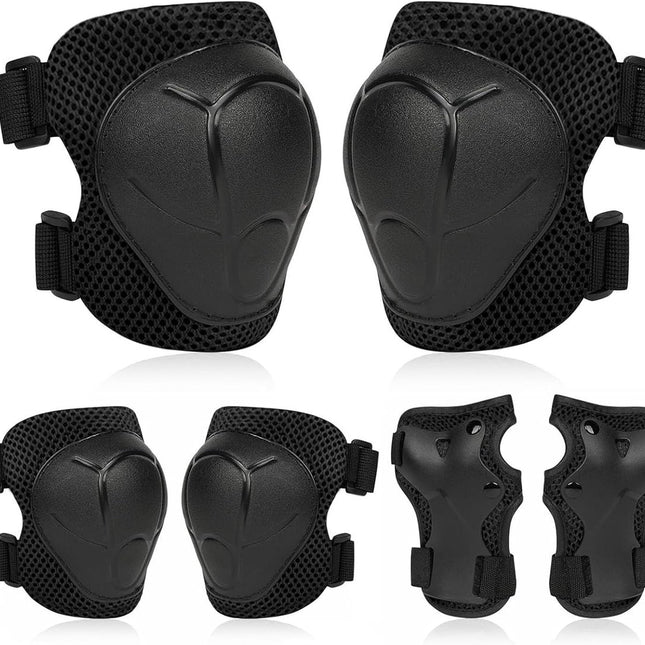 Kids Skate Protection Set - Protective covers for children's roller skates - Skate protection - Protection set for roller skates - Knee pads for children - Includes knee pads, elbow pads and wrist pads - knee pad set - Black.
