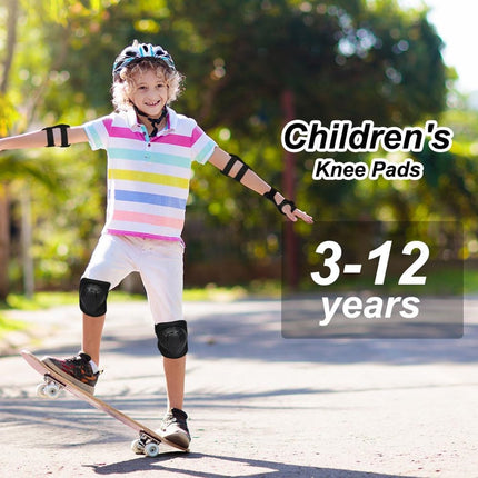 Kids Skate Protection Set - Protective covers for children's roller skates - Skate protection - Protection set for roller skates - Knee pads for children - Includes knee pads, elbow pads and wrist pads - knee pad set - Black.