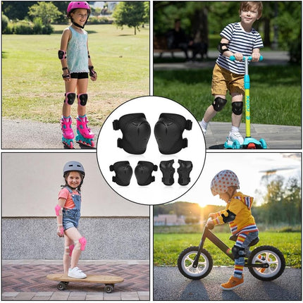 Kids Skate Protection Set - Protective covers for children's roller skates - Skate protection - Protection set for roller skates - Knee pads for children - Includes knee pads, elbow pads and wrist pads - knee pad set - Black.