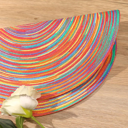 6 pieces - Table mats - Placemats - Round placemats - washable cotton placemats - round braided placemats - Round table mats - Woven placemats - Round placemats - rainbow - 38*38 cm.