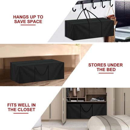Storage bag for garden furniture cushions - 600D - waterproof - UV-resistant - portable storage bag - Dust cover - Garden Furniture Cushion Cover - for garden furniture with handles and zipper - 122x38x51cm - black.