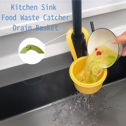 Drain Basket - Drain Filter - Sink Storage Holder - Faucet Hanging Strainer - Sink Drain Basket - Sink Strainer Basket - Sink Food Waste Collection Bin - Sink Trash Can - Plastic Kitchen Sink Strainer - Food Fruit Vegetable Drying Rack - Yellow.