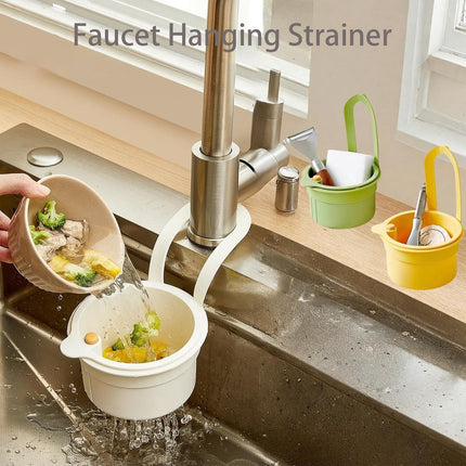 Drain Basket - Drain Filter - Sink Storage Holder - Faucet Hanging Strainer - Sink Drain Basket - Sink Strainer Basket - Sink Food Waste Collection Bin - Sink Trash Can - Plastic Kitchen Sink Strainer - Food Fruit Vegetable Drying Rack - Yellow.