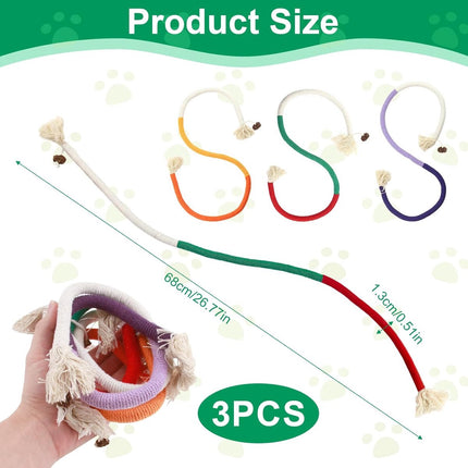 3 pieces - Cat toys - Cotton cat toy leash - play rope - Chew toys for cats - cat toys for teething - interactive toys - safe and soft cotton - dental care for adult kittens - 70 cm.