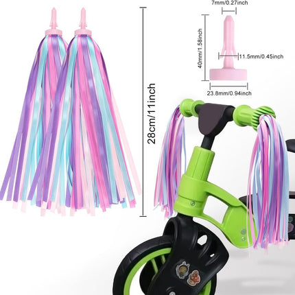 1 Pair - Bicycle Streamers - Bicycle Tassels for Children - Kids' Bicycle Accessories - Scooter, Bicycle, Tricycle Handlebar Streamers - Handlebar Grips Accessories - for Girls and Boys - 28 cm - Purple.