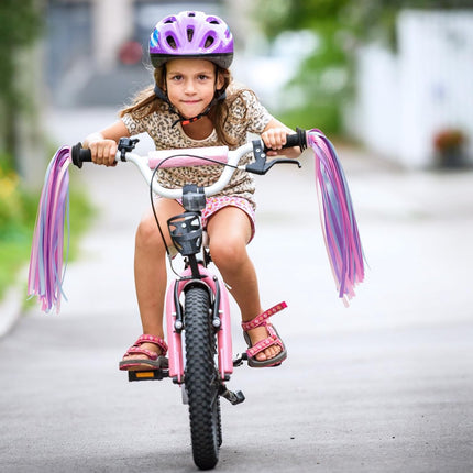 1 Pair - Bicycle Streamers - Bicycle Tassels for Children - Kids' Bicycle Accessories - Scooter, Bicycle, Tricycle Handlebar Streamers - Handlebar Grips Accessories - for Girls and Boys - 28 cm - Purple.