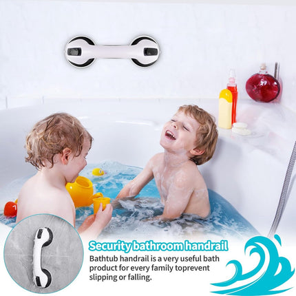 Set of 2 suction cup grab bars - Shower safety grab bars with suction cups - Extra handle - No drilling required - Safety grab bars - Suitable for the elderly and disabled - Shower holder - White Black.