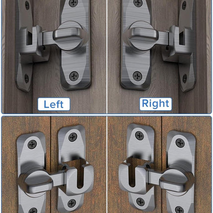 2 pieces - 90/180 degrees - sliding door lock - privacy protection - security sliding door lock - small gate locks - hardware for shed, garden, bathroom, cupboard, window - 80*25 mm - grey.