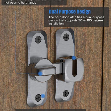 2 pieces - 90/180 degrees - sliding door lock - privacy protection - security sliding door lock - small gate locks - hardware for shed, garden, bathroom, cupboard, window - 80*25 mm - grey.
