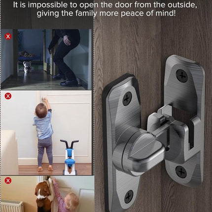 2 pieces - 90/180 degrees - sliding door lock - privacy protection - security sliding door lock - small gate locks - hardware for shed, garden, bathroom, cupboard, window - 80*25 mm - grey.