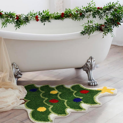 Carpet - 40*60 cm - Doormat - Christmas Bath Mat - Christmas Floor Mat - Christmas Tree Bath Mat - Absorbent Bath Mat - Non-Slip Shower Mat - Shower Mat - Bathroom Mat - Toilet Mat - Bedroom Floor Mat - Bedroom Carpet - Living Room Carpet - Home Decoratio.