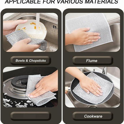 10 pieces - 20*20 cm - Multifunctional wire dishcloth - Dishcloth - double-layered - Cleaning cloth - for wet and dry dishes - scratch-free wire dishcloth - wire scrubbing cloths - for dishes - time-saving kitchen towels and cleaning cloths.